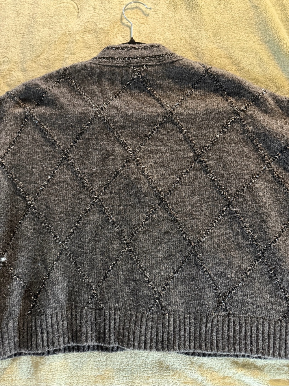 Christian Lacroix Wool V-Neck Boxy Sweater Cardigan with Embellishments. size S - Picture 9 of 11